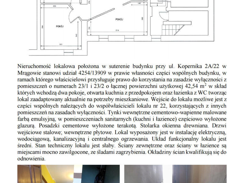 Syndyk sprzeda lokal Kopernika 2A/22 Mrągowo