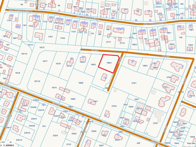 Działka budowlana nr 188/4 obręb 18 Malbork ul. Urocza pow. 1227 m2