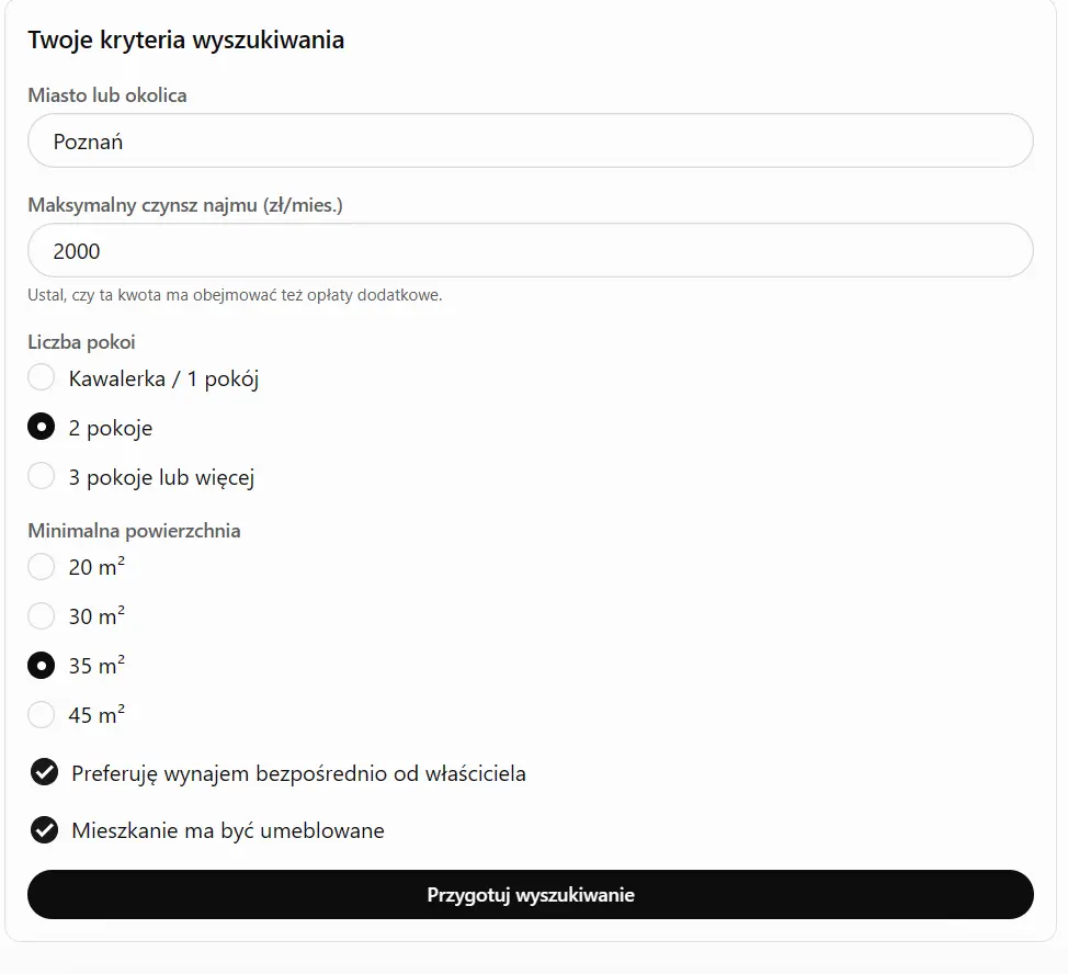 twoje kryteria wyszukiwania